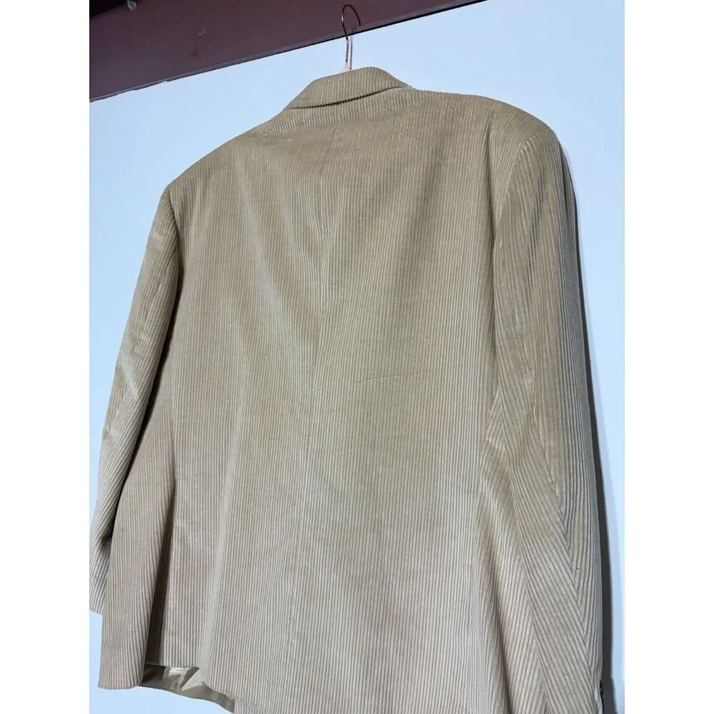 Nautica Corduroy Blazer Mens 48S Tan Camel Cotton Sport Coat Academic Vintage